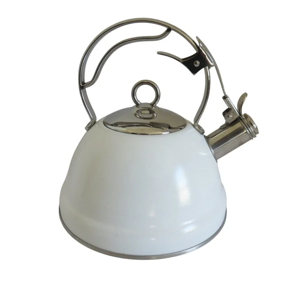 Calphalon White Enamel Stainless Steel Whistling Tea Kettle 2.7 Qt 2.5‎ L 0503